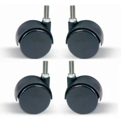 SET 4 PEZZI RUOTE GIREVOLI 360 GRADI 50mm PER SEDIA UFFICIO CASA COLORE NERO