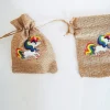 SET 12 PEZZI SACCHETTI SACCHETTO UNICORNO JUTA 10X13 CM BOMBONIERA PORTACONFETTI