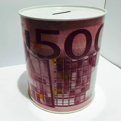 SET 2 PEZZI SALVADANAIO LATTA MISURA L MONETE BANCONOTE 1 APERTURA SENZA CHIAVE