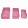 SET 3 PEZZI SCATOLA PORTA OGGETTI IN TESSUTO INTRECCIATO CONTENITORI ROSA 79059