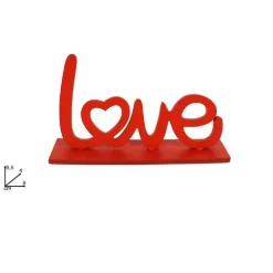 SET 2 PEZZI SCRITTA LEGNO LOVE 9,5 CM ROSSA DECORAZIONE REGALO PER SAN VALENTINO