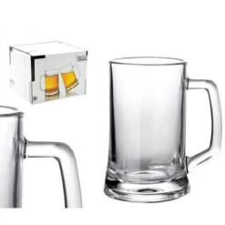 SET 4 PEZZI SERVIZIO BOCCALI BICCHIERI PER BIRRA IN VETRO 43 CL