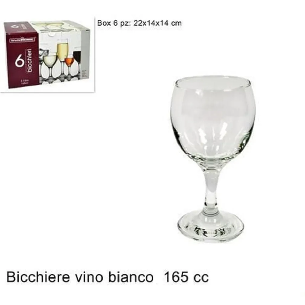 SET 6 PEZZI SERVIZIO CALICI CALICE BICCHIERI IN VETRO 165 CC VINO BIANCO ACQUA