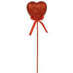 SET 2 PEZZI SPILLONE CUORE ROSSO GLITTERATO 13X2,5X30 CM ACCESSORI SAN VALENTINO