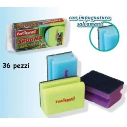 SET 36 PEZZI SPUGNA LAVAGGIO PIATTI PENTOLE 2 IN 1 COLORATE CUCINA ABRASIVE