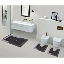 SET 3 PEZZI TAPPETINO DA BAGNO MAGICO SUPER ASSORBENTE AD ASCIUGATURA RAPIDA WC