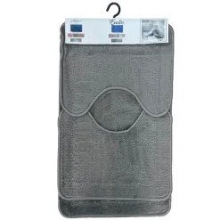 SET 3 PEZZI TAPPETO TAPPETINO BAGNO ASSORBENTE DECORAZIONE FOGLIA VARI COLORI