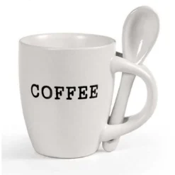 SET 6 PEZZI TAZZINA TAZZA CAFFE' CON CUCCHIAIO BICCHIERINO 100ML COFFEE 818059