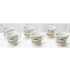 SET 6 PEZZI TAZZINE TAZZE DA CAFFÈ CERAMICA SCRITTA L'ORA ABBRACCIO ESPRESSO BAR