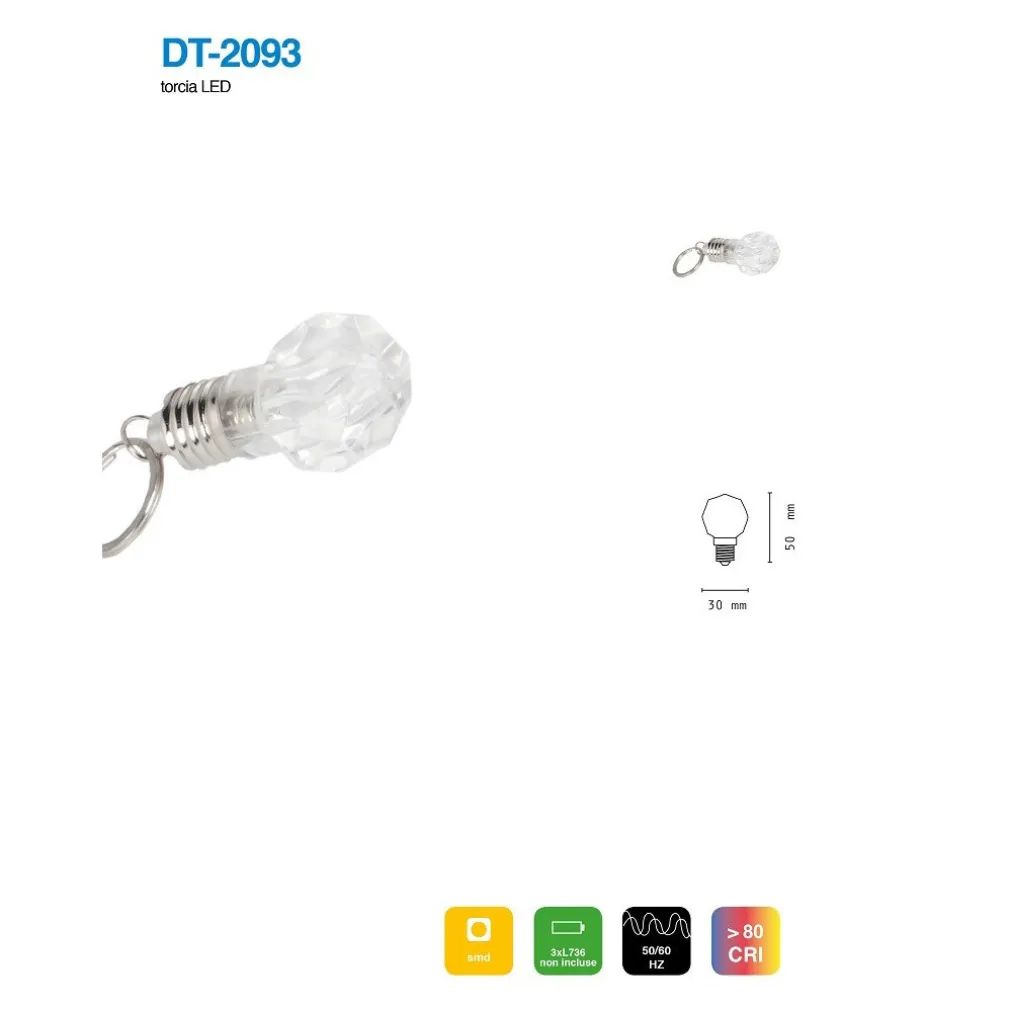 SET 3 PEZZI TORCIA MINI PORTACHIAVI LED SMD FORMA DI LAMPADINA TASCABILE DT-2093