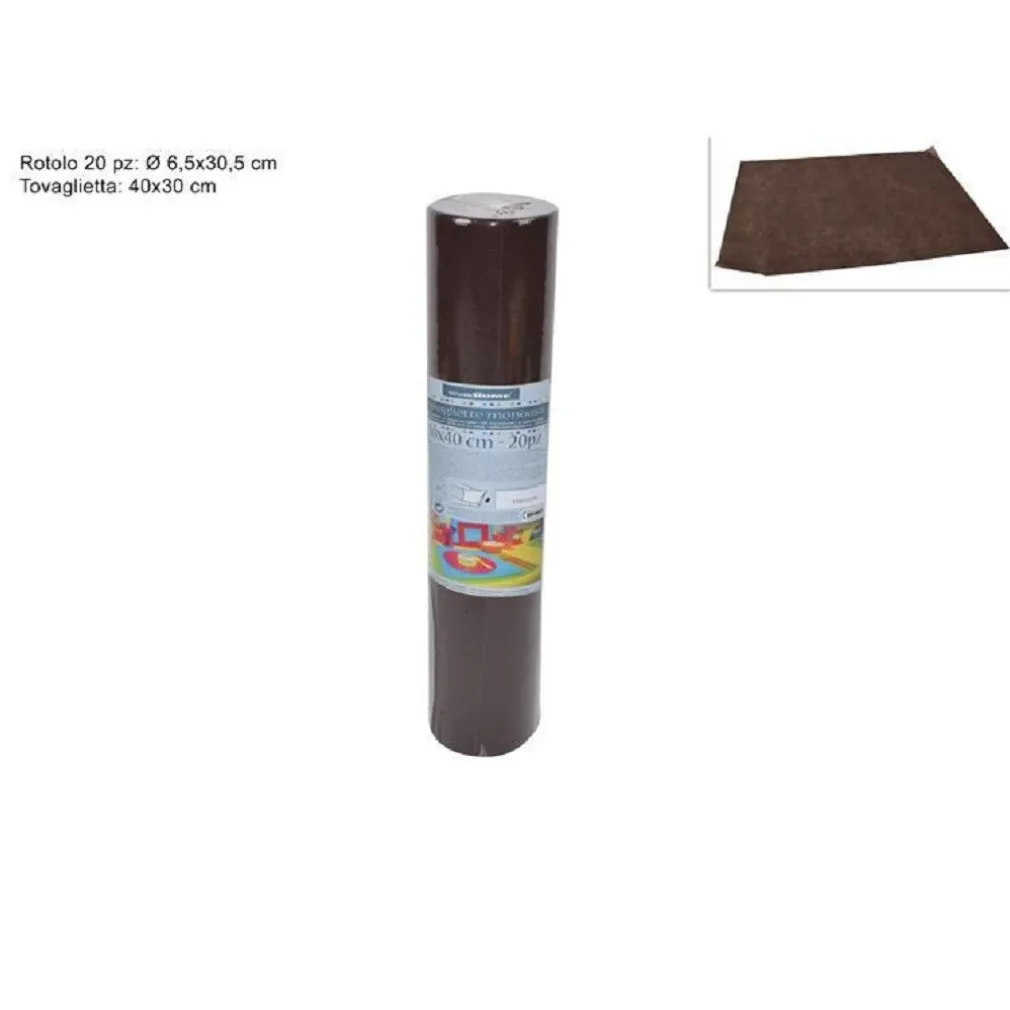 SET 20 PEZZI TOVAGLIETTE TOVAGLIE A STRAPPO RUNNER TNT RULLO 30 X 40 CM MARRONE