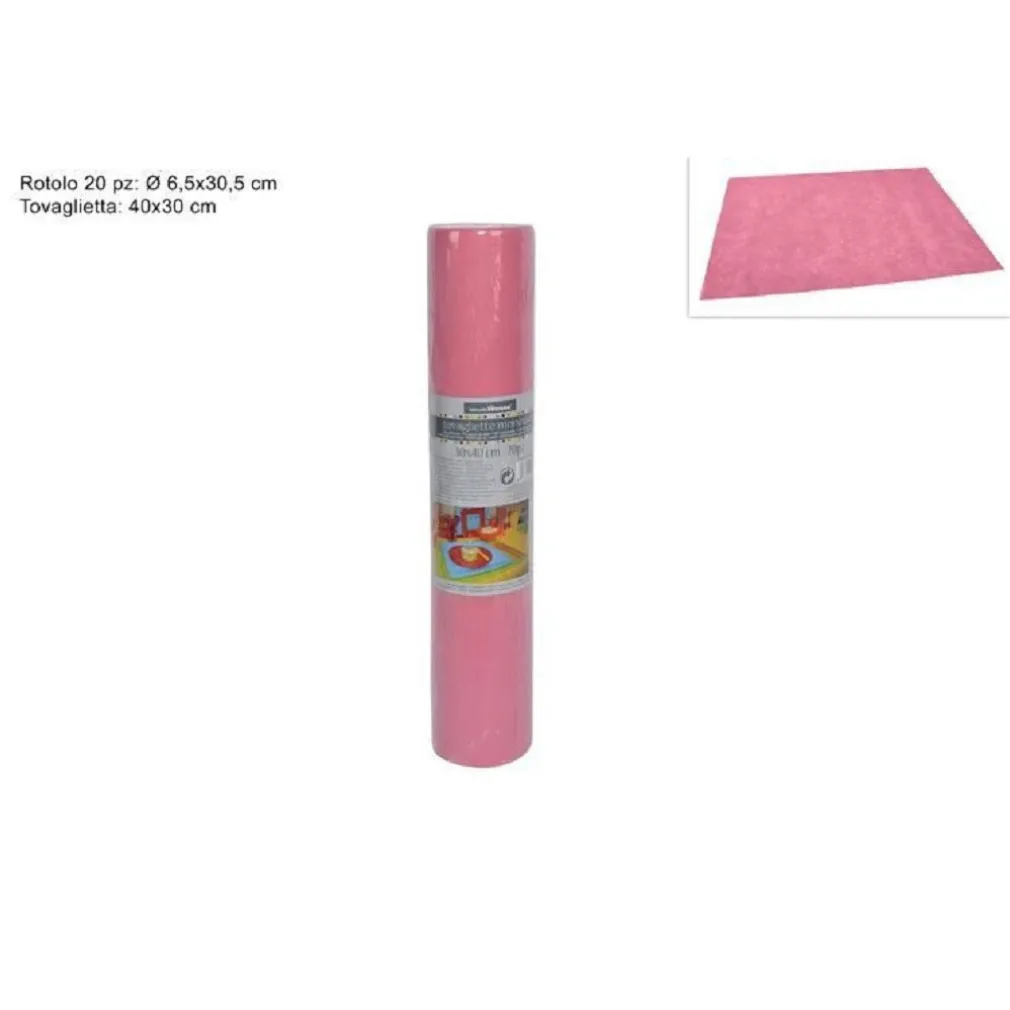 SET 20 PEZZI TOVAGLIETTE TOVAGLIE A STRAPPO RUNNER TNT RULLO 30 X 40 CM ROSA