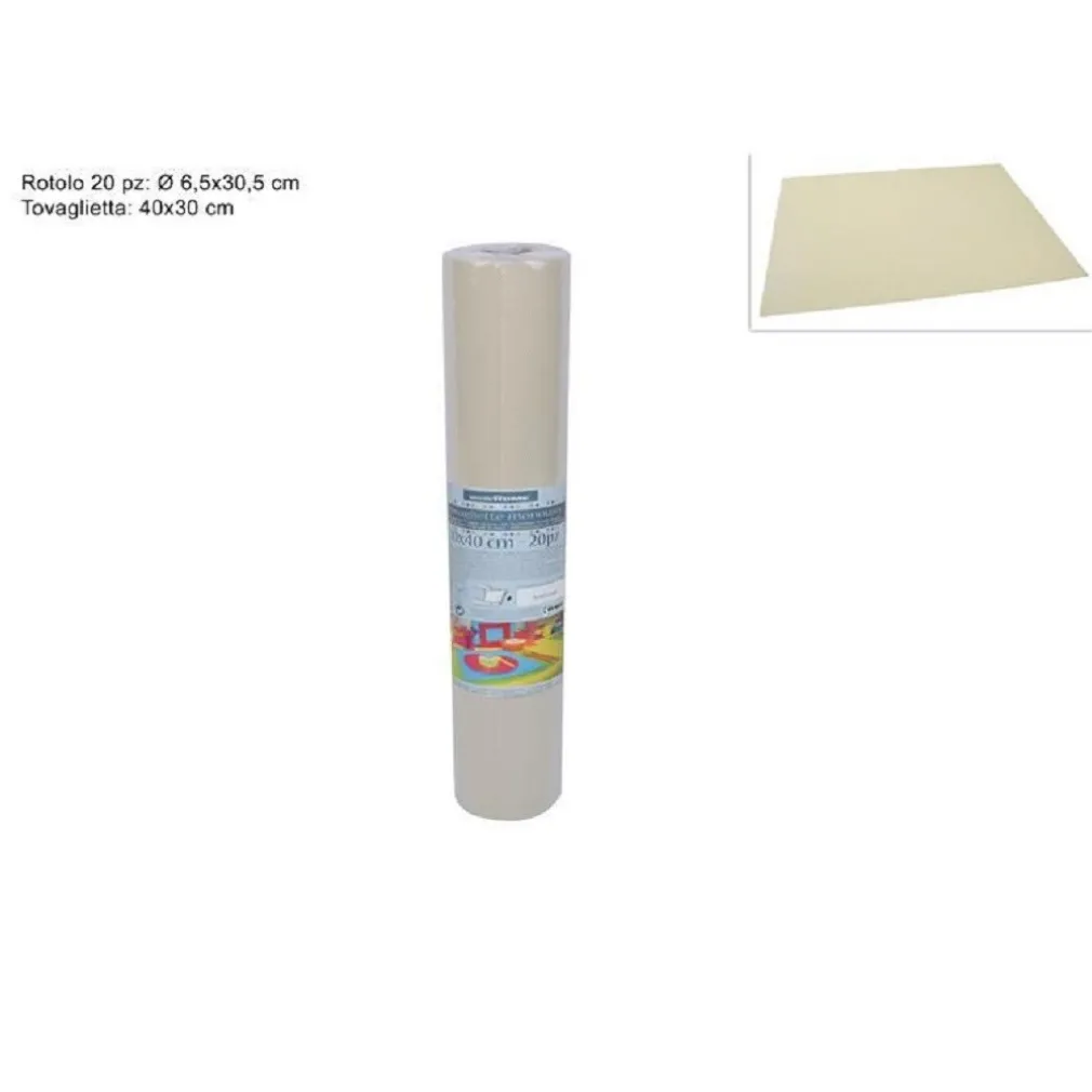 SET 20 PEZZI TOVAGLIETTE TOVAGLIE A STRAPPO RUNNER TNT RULLO 30 X 40 CM BEIGE