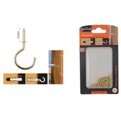 SET 21 PEZZI VITE A GANCIO 1/2" 12MM VITI AUTOFILETTANTI DORATE PER LEGNO 90809
