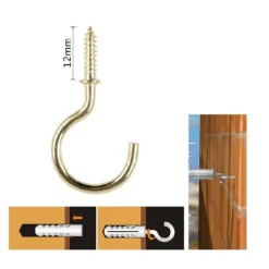 SET 21 PEZZI VITE A GANCIO 1/2" 12MM VITI AUTOFILETTANTI DORATE PER LEGNO 90809