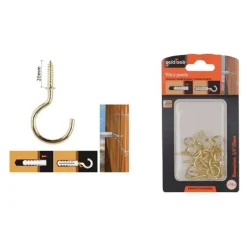 SET 16 PEZZI VITE A GANCIO 3/4" 20 MM VITI AUTOFILETTANTI DORATE PER LEGNO 90808