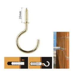 SET 16 PEZZI VITE A GANCIO 3/4" 20 MM VITI AUTOFILETTANTI DORATE PER LEGNO 90808