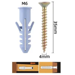 SET 18 PEZZI VITI VITE 4 X 35 MM + TASSELLI CON ALETTE TASSELLO M6 FISCHER 57203