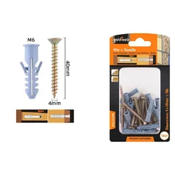 SET 14 PEZZI VITI VITE 4 X 40 MM + TASSELLI CON ALETTE TASSELLO M6 FISCHER 57202