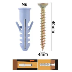 SET 14 PEZZI VITI VITE 4 X 40 MM + TASSELLI CON ALETTE TASSELLO M6 FISCHER 57202