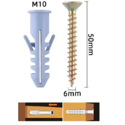 SET 8 PEZZI VITI VITE 6 X 50 MM + TASSELLI CON ALETTE TASSELLO M10 FISCHER 57197