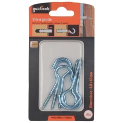 SET 6 PEZZI VITI VITE A GANCIO GANCI 3.8 X 65 MM CON FILETTATURA PER LEGNO 90730