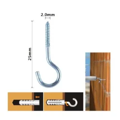 SET 27 PEZZI VITI VITE A GANCIO GANCI 2 X 25 MM CON FILETTATURA PER LEGNO 90735