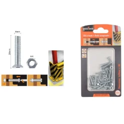 SET 24 PEZZI VITI VITE A TESTA A CROCE PIATTA 4X20MM CON DADO ESAGONALE M4 90935