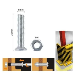SET 10 PEZZI VITI VITE A TESTA A CROCE PIATTA 6X20MM CON DADO ESAGONALE M6 90943