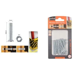 SET 12 PEZZI VITI VITE A TESTA A CROCE PIATTA 4X50MM CON DADO ESAGONALE M4 90938