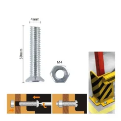 SET 12 PEZZI VITI VITE A TESTA A CROCE PIATTA 4X50MM CON DADO ESAGONALE M4 90938