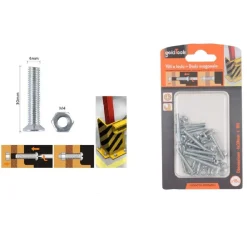 SET 18 PEZZI VITI VITE A TESTA A CROCE PIATTA 4X30MM CON DADO ESAGONALE M4 90936