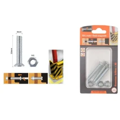 SET 3 PEZZI VITI VITE TESTA A CROCE PIATTA 8 X 50 MM CON DADO ESAGONALE M8 90950