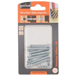 SET 7 PEZZI VITI VITE TESTA A CROCE PIATTA 6 X 40 MM CON DADO ESAGONALE M6 90945