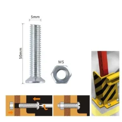 SET 9 PEZZI VITI VITE TESTA A CROCE PIATTA 5 X 50 MM CON DADO ESAGONALE M5 90942