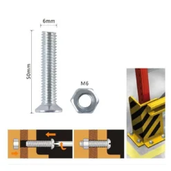 SET 6 PEZZI VITI VITE TESTA A CROCE PIATTA 6 X 50 MM CON DADO ESAGONALE M6 90946