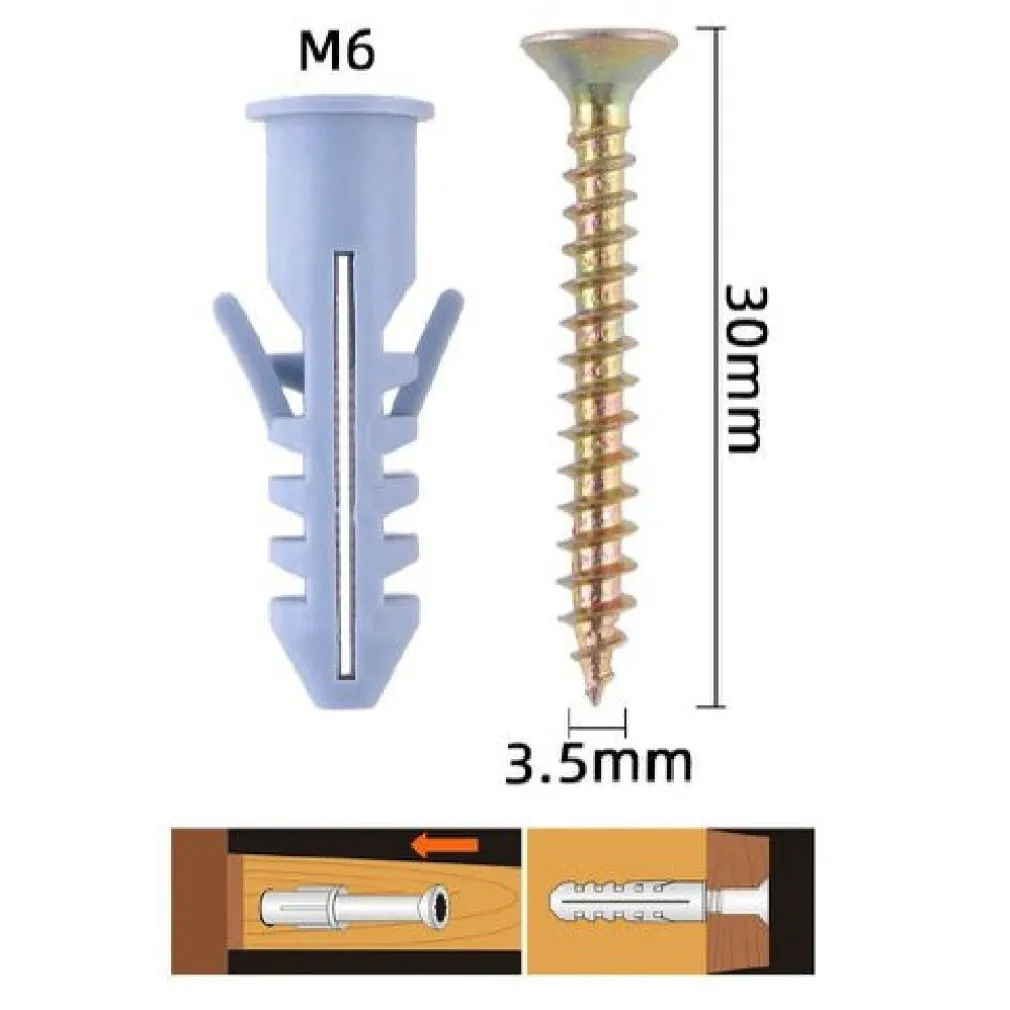 SET 22 PEZZI VITI VITE 3.5X30 MM + TASSELLI CON ALETTE TASSELLO M6 FISCHER 57206