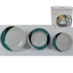 SET 18 PIATTI CERAMICA PIANI FONDI FRUTTA PIATTO PORTATA LINEA LUNA VERDE PETROLIO