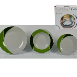 SET 18 PIATTI DI CERAMICA PIANI FONDI FRUTTA PIATTO DA PORTATA LINEA LUNA VERDE