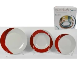 SET 18 PIATTI DI CERAMICA PIANI FONDI FRUTTA PIATTO DA PORTATA LINEA LUNA ROSSA