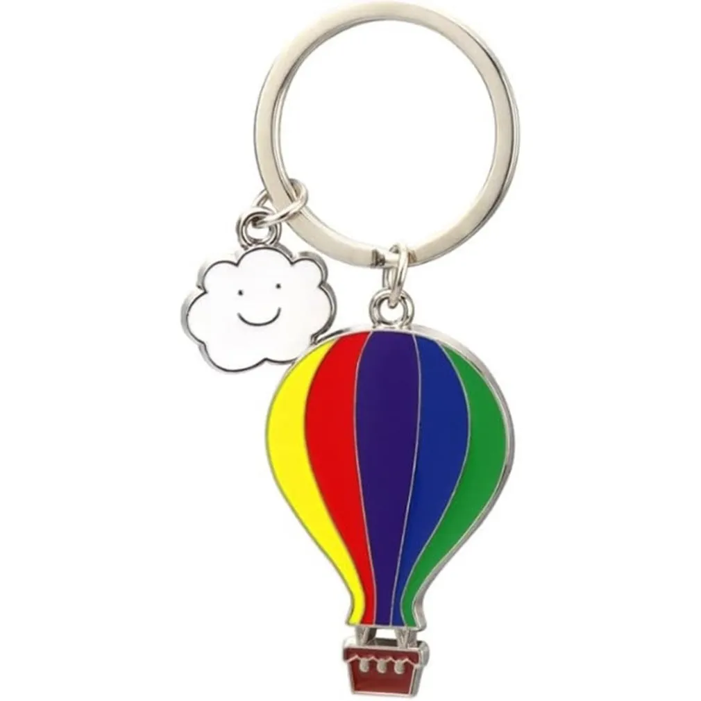 SET 12 PORTACHIAVI CIONDOLO A MONGOLFIERA IN METALLO COMPLEANNO BOMBONIERE MULTICOLORE