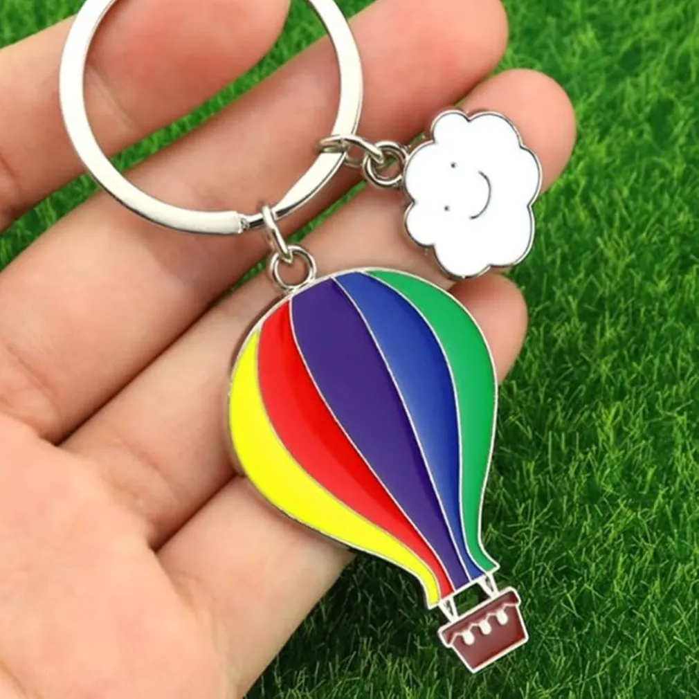 SET 12 PORTACHIAVI CIONDOLO A MONGOLFIERA IN METALLO COMPLEANNO BOMBONIERE MULTICOLORE