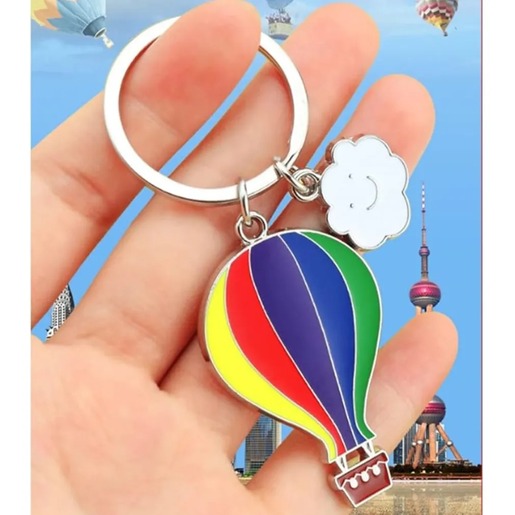 SET 12 PORTACHIAVI CIONDOLO A MONGOLFIERA IN METALLO COMPLEANNO BOMBONIERE MULTICOLORE