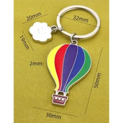 SET 12 PORTACHIAVI CIONDOLO A MONGOLFIERA IN METALLO COMPLEANNO BOMBONIERE MULTICOLORE