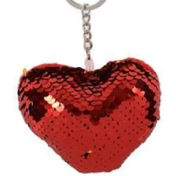 SET 2 PORTACHIAVI CUORE PAILLETTES BICOLORE 7.5CM REGALO SAN VALENTINO 2 COL.ASS.