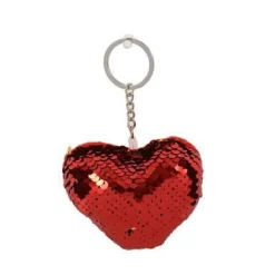 SET 2 PORTACHIAVI CUORE PAILLETTES BICOLORE 7.5CM REGALO SAN VALENTINO 2 COL.ASS.