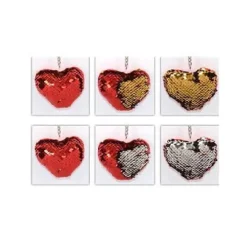 SET 2 PORTACHIAVI CUORE PAILLETTES BICOLORE 7.5CM REGALO SAN VALENTINO 2 COL.ASS.