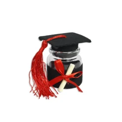 SET 12 PORTACONFETTI BOMBONIERA LAUREA AMPOLLA CON TAPPO FORMA DI TOCCO NERO