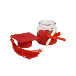 SET 12 PORTACONFETTI BOMBONIERA LAUREA AMPOLLA CON TAPPO FORMA DI TOCCO ROSSO