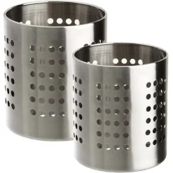 SET 2 PORTAPOSATE FORATO ACCIAIO SCOLAPOSATE DA CUCINA PORTAUTENSILI ORGANIZER